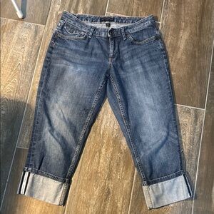Banana Republic Blue Ankle Cropped Jeans with Selvedge Cuffs